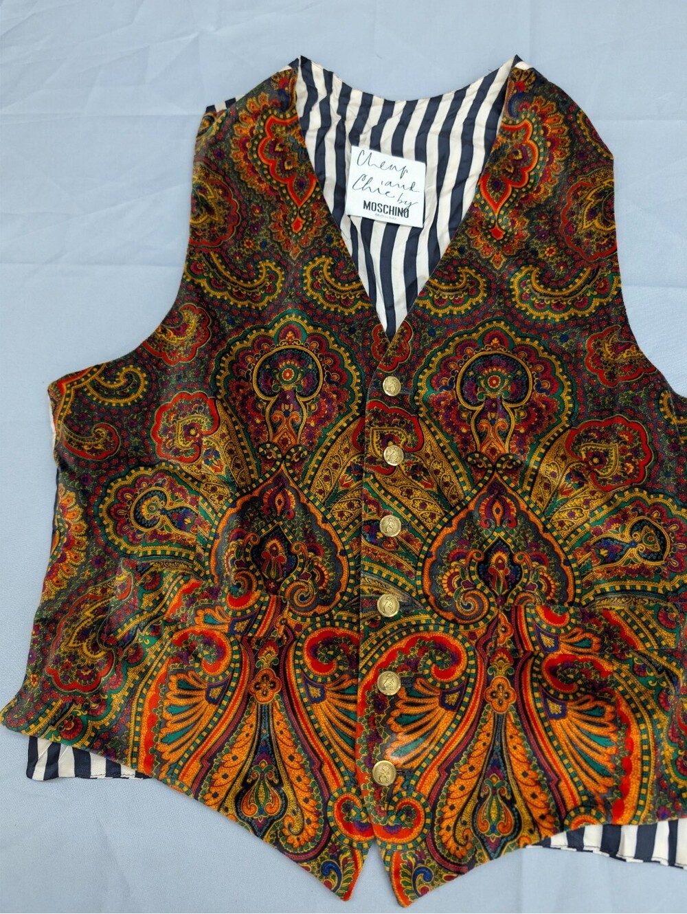 Moschino Cheap and Chic Velvet Paisley Vest Striped